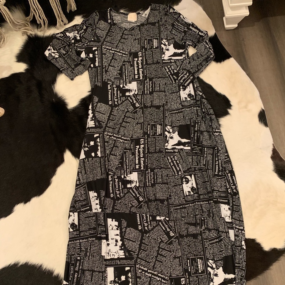 Newspaper Print Maxi Dress.